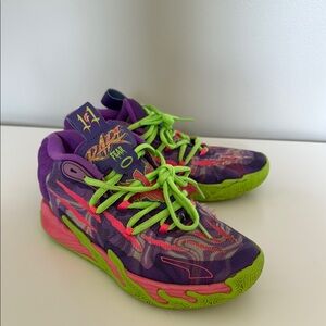 Puma LaMelo Ball Kids' Purple and Neon Green Sneakers